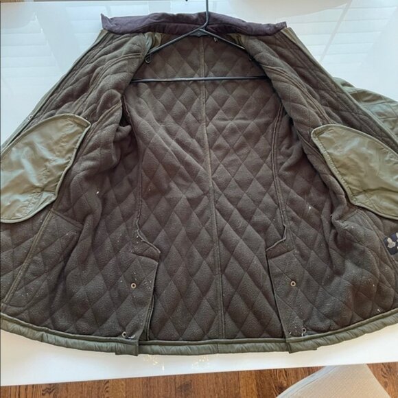 Barbour Olive Quilted Jacket with Brown Collar - Picture 4 of 7